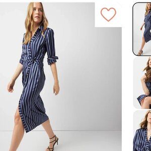 nwt $180 WHITE HOUSE BLACK MARKET satin striped wrap dress 8 p 10